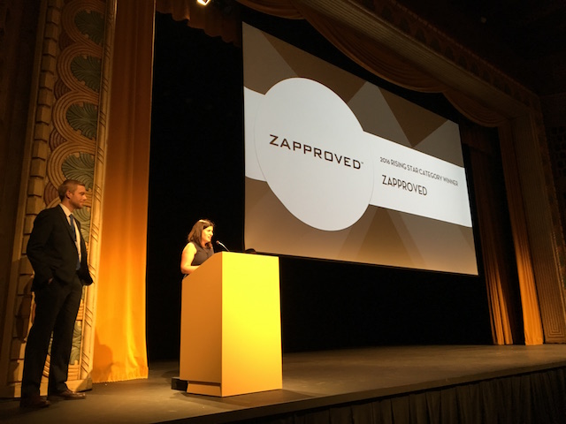 Monica Enand of Zapproved Accepting the Rising Star Oregon Tech Award